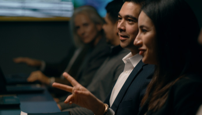 Man and woman in a meeting