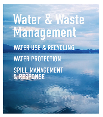Water & Waste Management - Water Use & recycling - Water Stress - Water protection - water & Waste disposal - Spill Management & Response