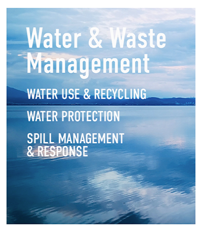 Water & Waste Management - Water Use & recycling - Water Stress - Water protection - water & Waste disposal - Spill Management & Response